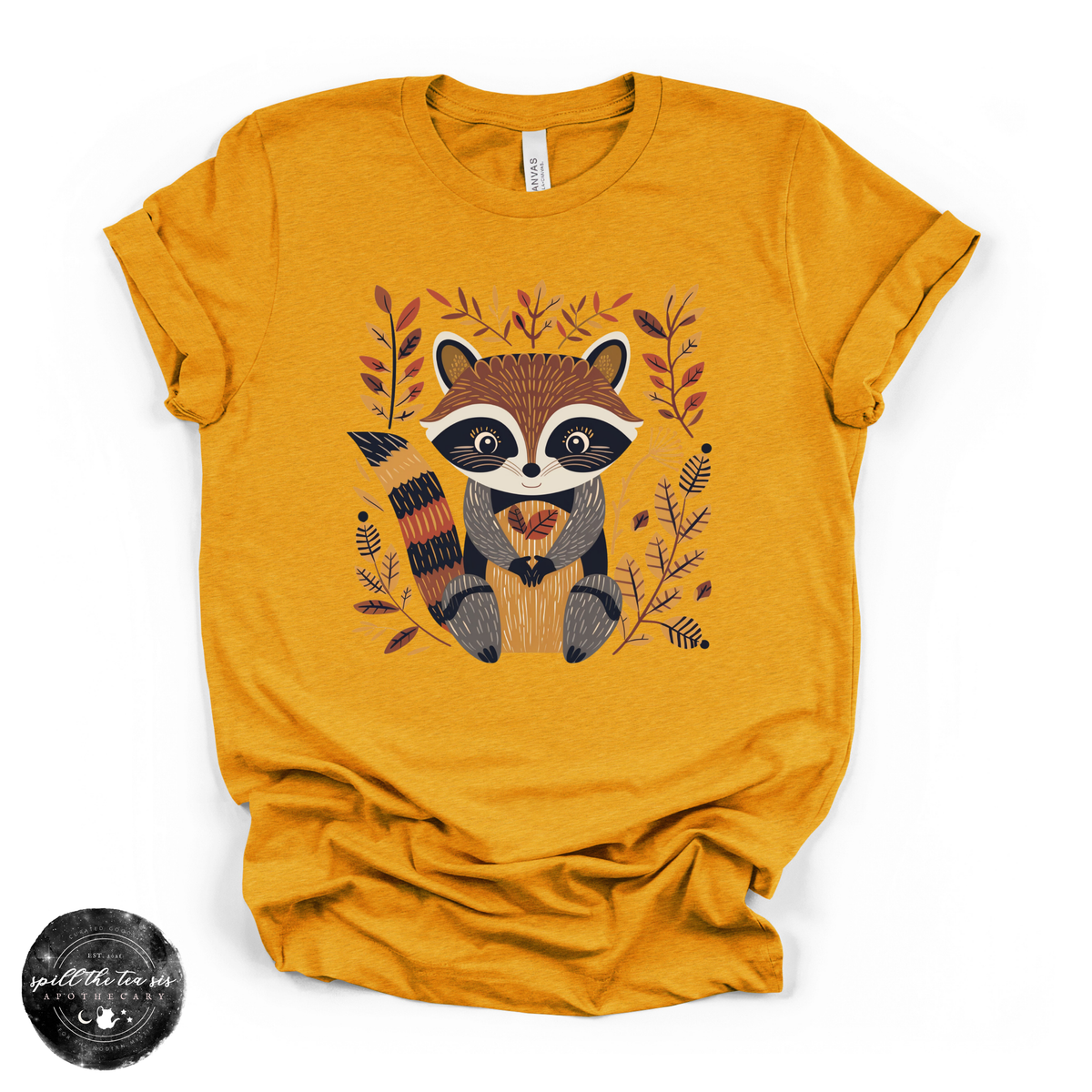 Fall Cartoon Raccoon Tee | Cute Autumn Trash Panda Graphic T-Shirt