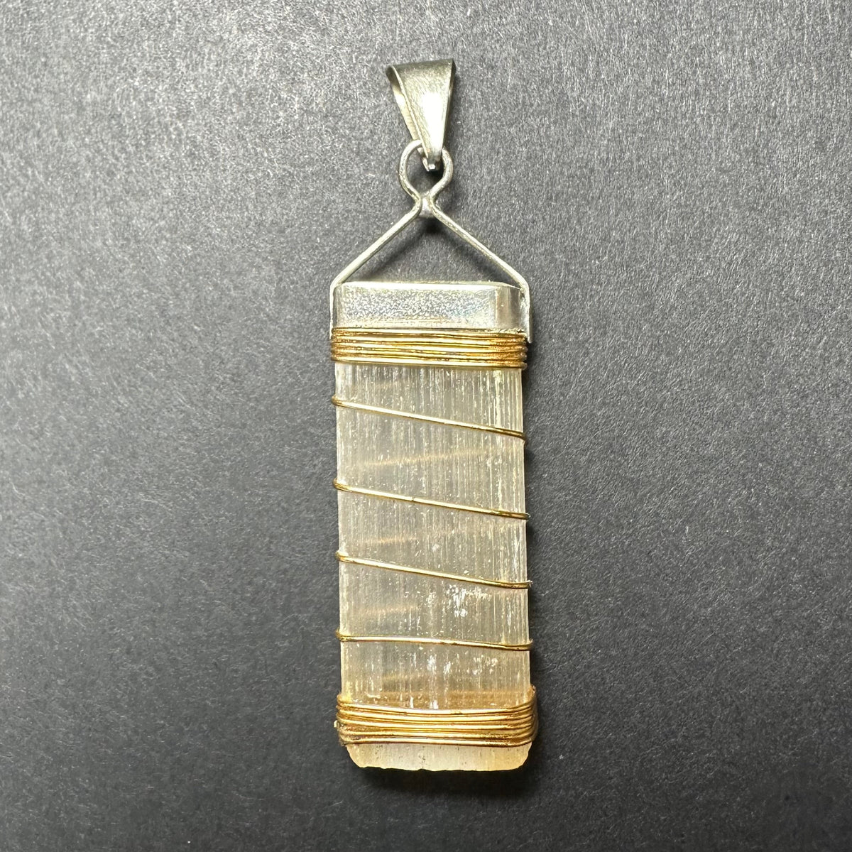 Selenite Pendant in Sterling Silver Clasp