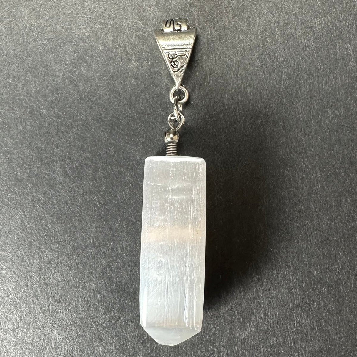Selenite Pendant in Sterling Silver Clasp
