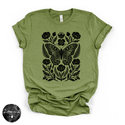 Black Butterfly Moth Fall Tee | Gothic Autumn Graphic T-Shirt