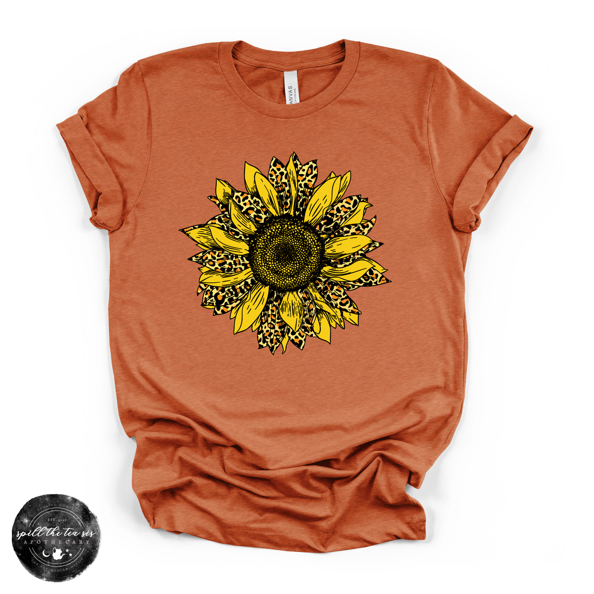 Cheetah Sunflower Tee | Boho Floral Leopard Print Graphic T-Shirt