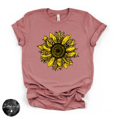 Cheetah Sunflower Tee | Boho Floral Leopard Print Graphic T-Shirt