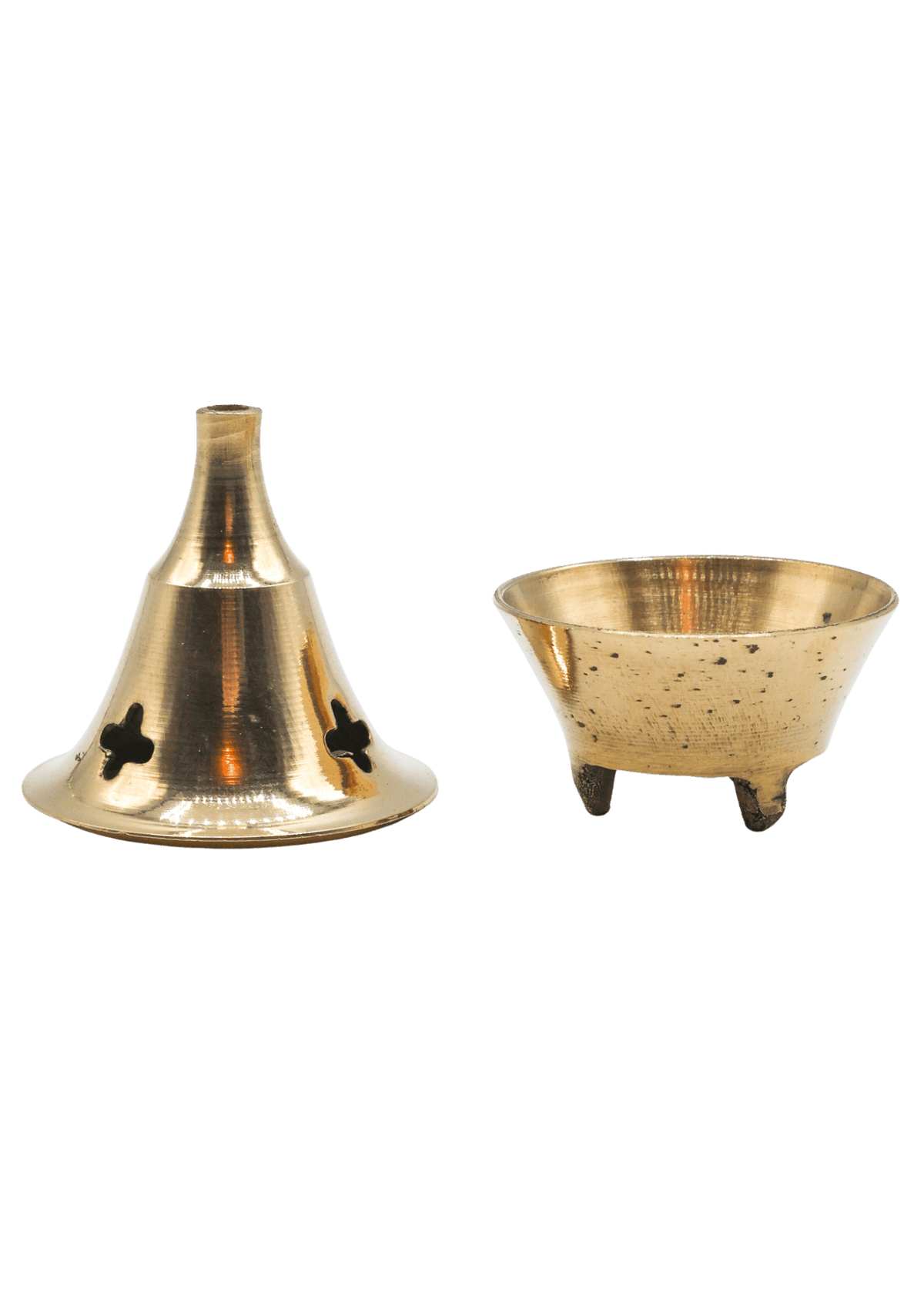 Small 2 Piece Brass Cone Incense Burner