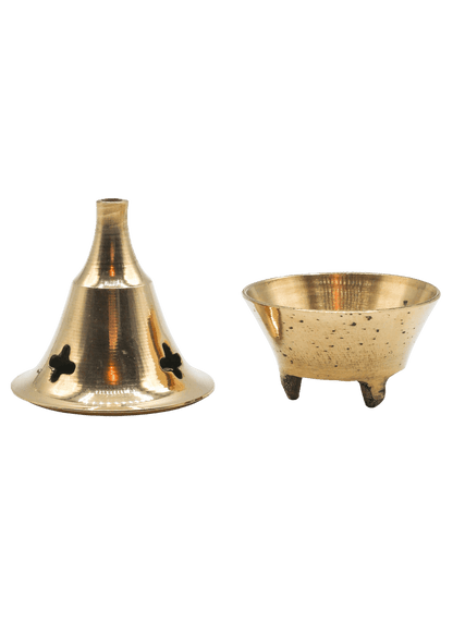 Small 2 Piece Brass Cone Incense Burner