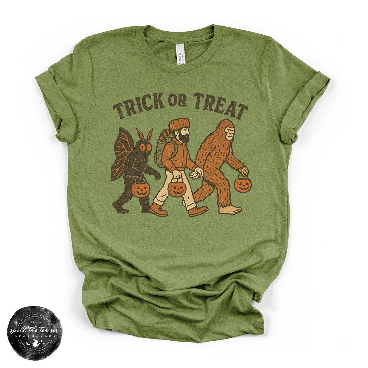 Cryptid Trick or Treat Tee | Funny Bigfoot Graphic T-Shirt