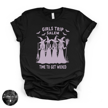 Girls Trip to Salem Tee | Witchy Travel Graphic T-Shirt {LIGHT PURPLE}