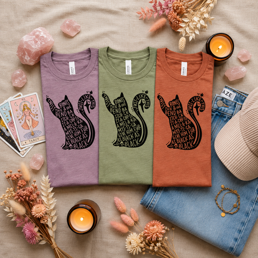 Black Cat Spell Hocus Pocus Tee | Witchy Cat Graphic T-Shirt