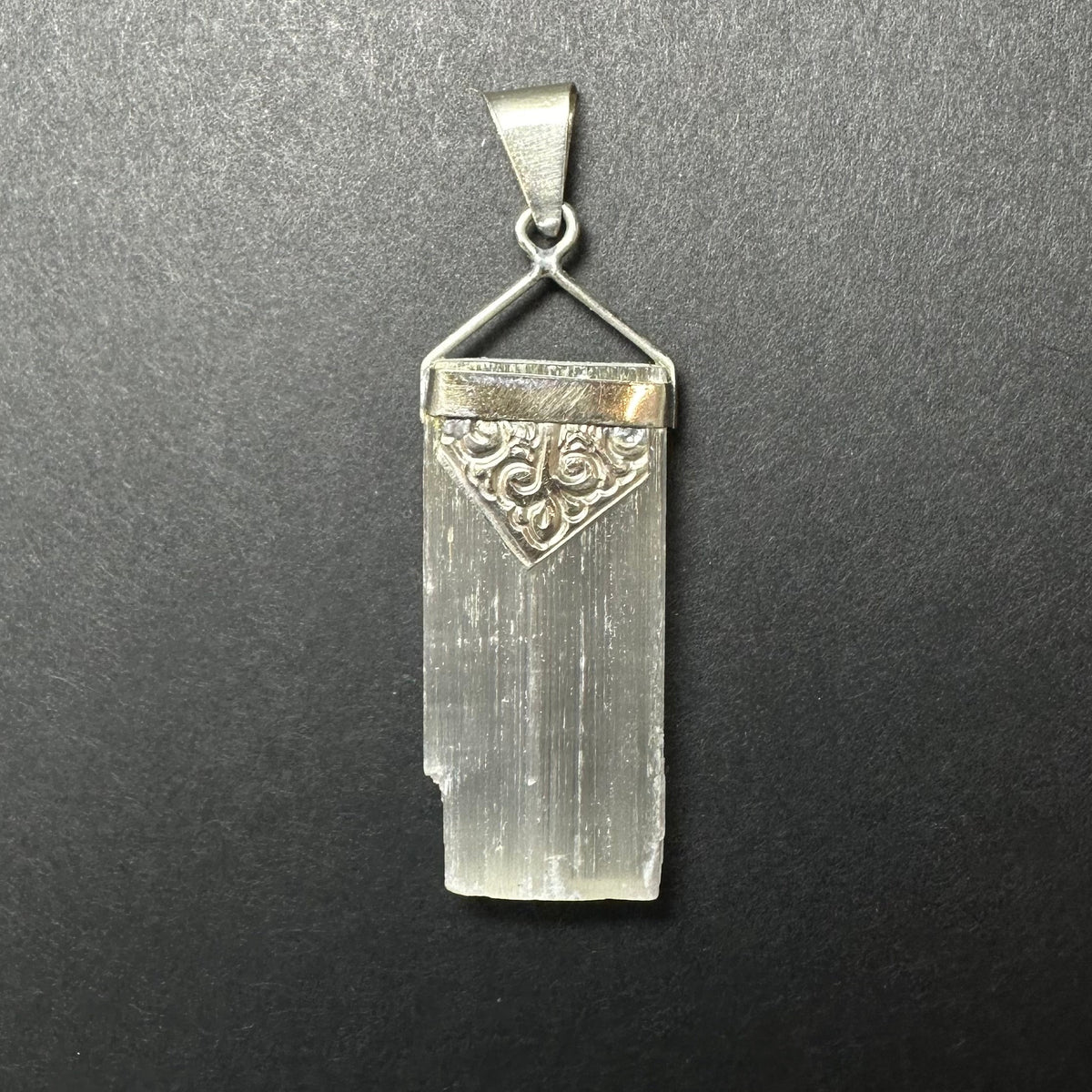 Selenite Pendant in Sterling Silver Clasp