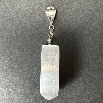 Selenite Pendant in Sterling Silver Clasp