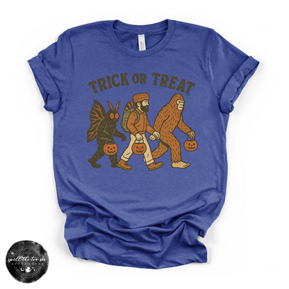 Cryptid Trick or Treat Tee | Funny Bigfoot Graphic T-Shirt