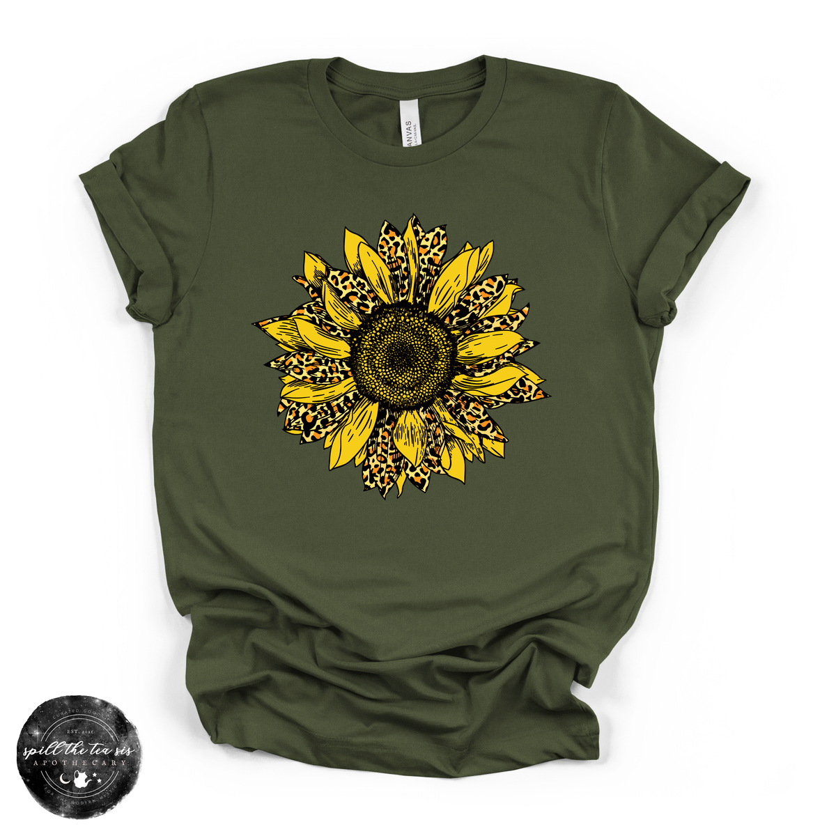 Cheetah Sunflower Tee | Boho Floral Leopard Print Graphic T-Shirt