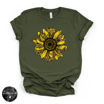 Cheetah Sunflower Tee | Boho Floral Leopard Print Graphic T-Shirt