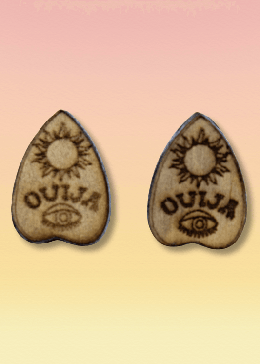 Ouija Planchette Wooden Earrings
