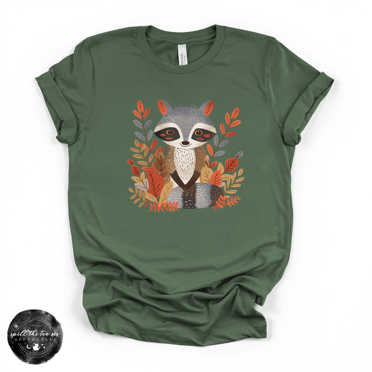 Fall Cartoon Raccoon Tee | Cute Autumn Trash Panda Graphic T-Shirt