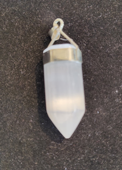 Selenite Pendant in Sterling Silver Clasp